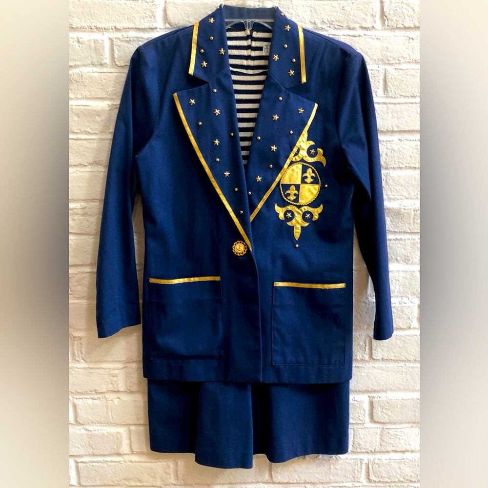 PETITE FOCUS Vintage Nautical Romperjacket combo Blue gold white 6P - Picture 15 of 16